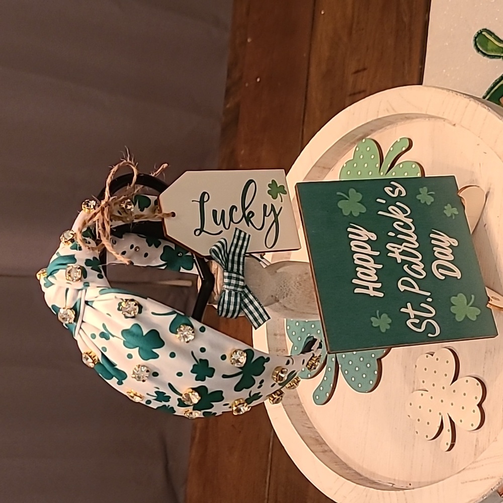 New St. Patrick's Patty's  Day shamrock green bling headband ✨️🍀